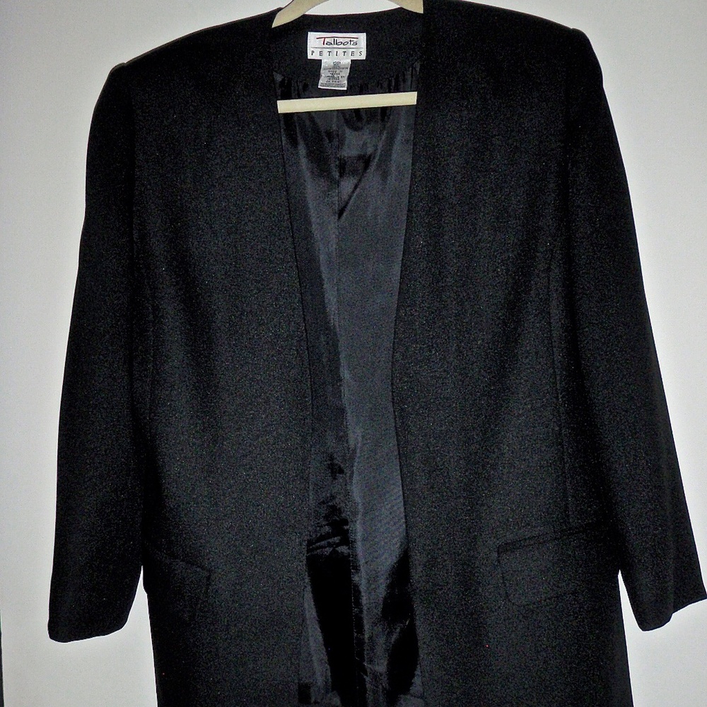 TALBOTS PETITES WOMEN'S BLACK LINED SUIT JACKET SIZE 12P